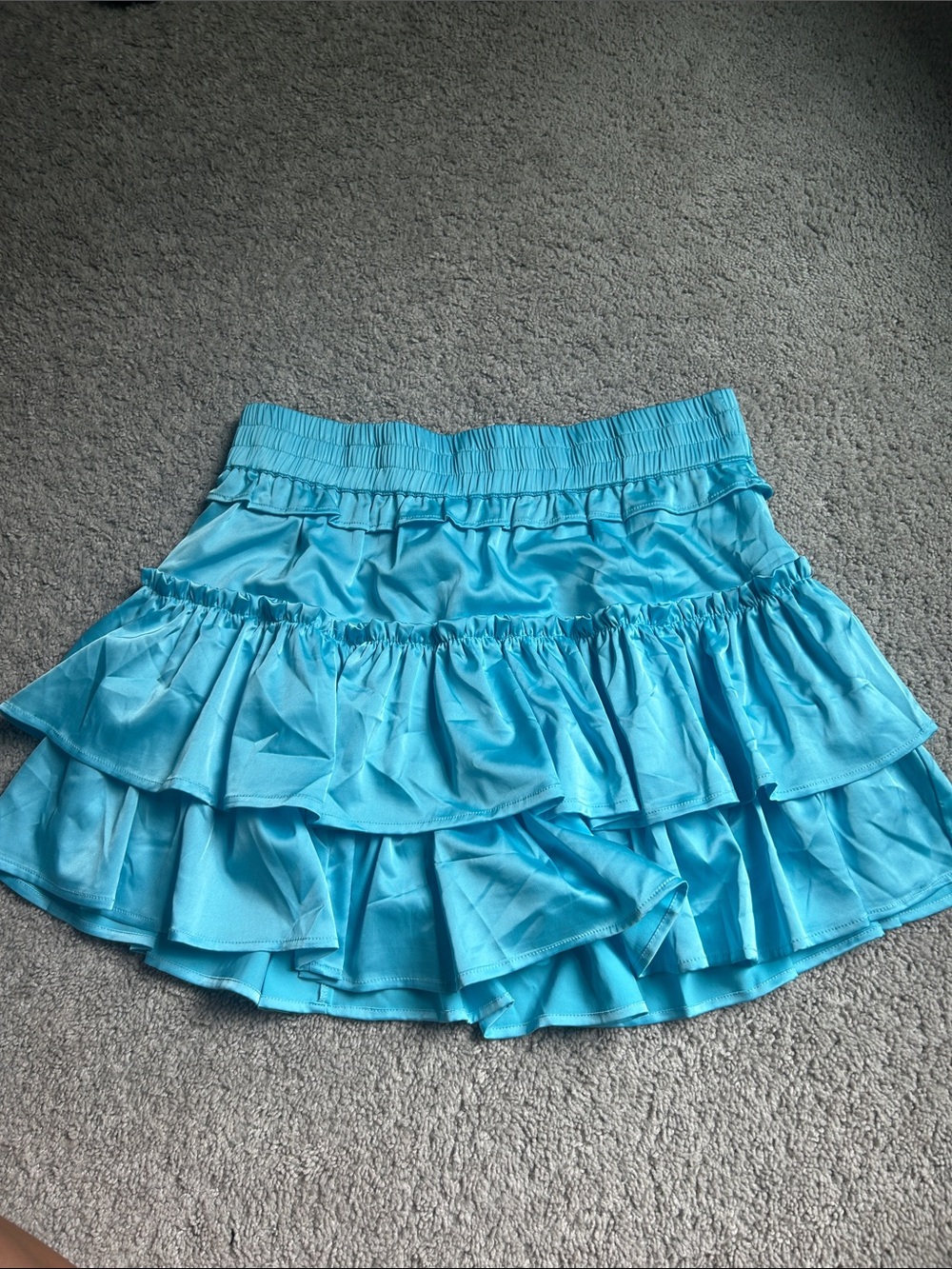 Tiered Ruffle Mini Skirt in Aqua Blue
